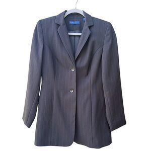 Karen Scott 2 Button Blk/red Pin Stripe Lined Shoulder Pads Blazer Women Size 4P